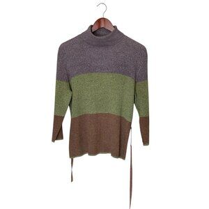 Norton McNaughton Color-block Purple Green Turtle Neck Sweater Women's XL New